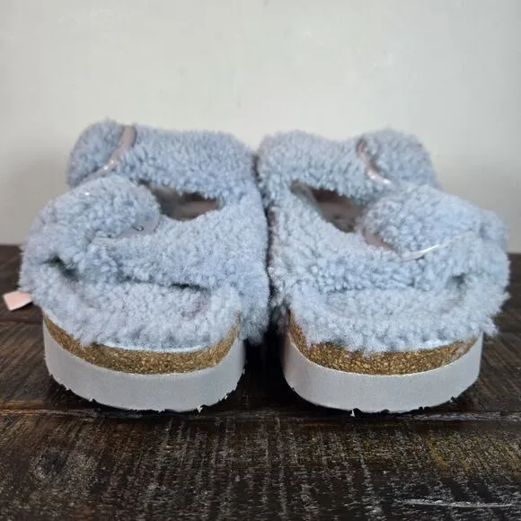 NEW Papillio by Birkenstock Arizona Shearling Womens Size 7 Sandal Slippers Blue