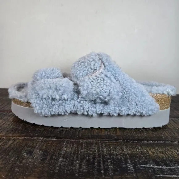 NEW Papillio by Birkenstock Arizona Shearling Womens Size 7 Sandal Slippers Blue
