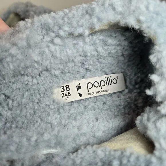 NEW Papillio by Birkenstock Arizona Shearling Womens Size 7 Sandal Slippers Blue
