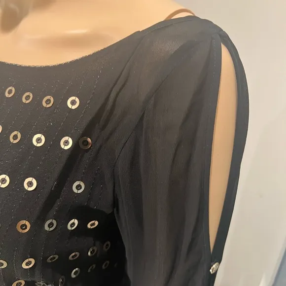 New Patricia Pepe gown , black with gold oversized sequins,very modern &amp; elegant