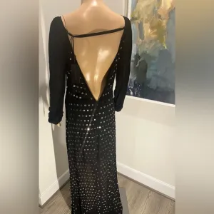 New Patricia Pepe gown , black with gold oversized sequins,very modern &amp; elegant