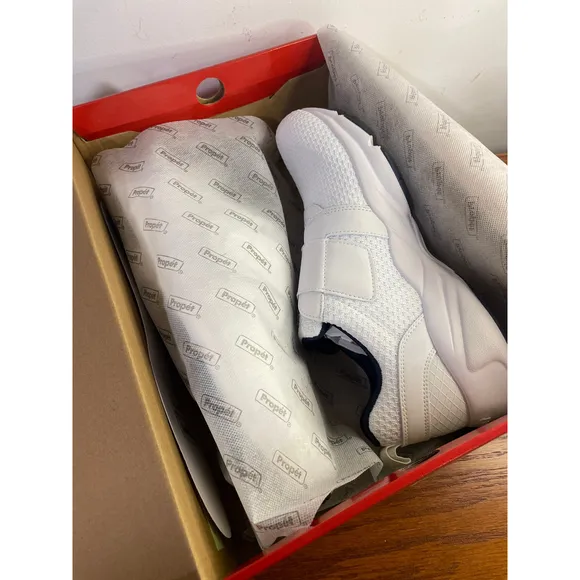 NEW Propet Stability X Strap White Navy Sneakers Walking Shoes Comfort Mens 12