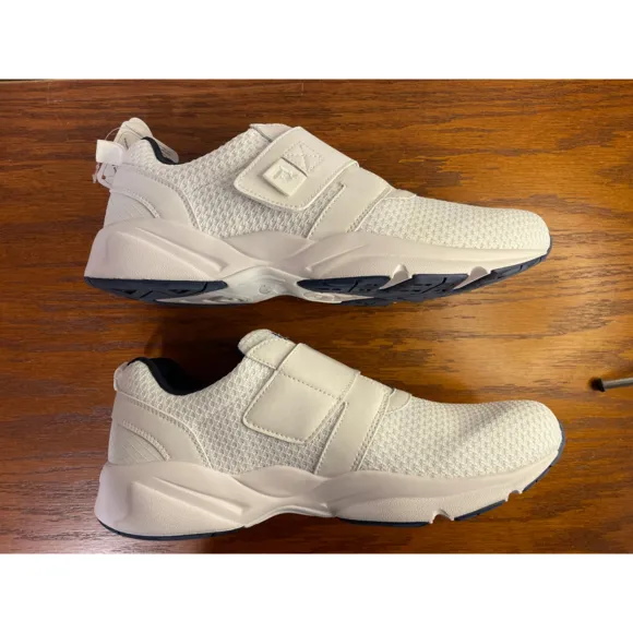 NEW Propet Stability X Strap White Navy Sneakers Walking Shoes Comfort Mens 12