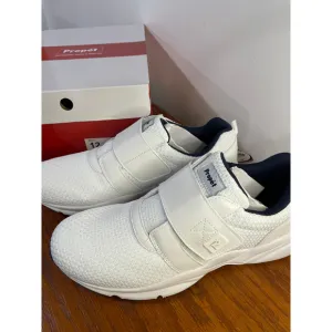 NEW Propet Stability X Strap White Navy Sneakers Walking Shoes Comfort Mens 12