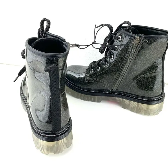 NEW RARE Steve Madden glitter combat boots shoes 4 Y2k doc martens style