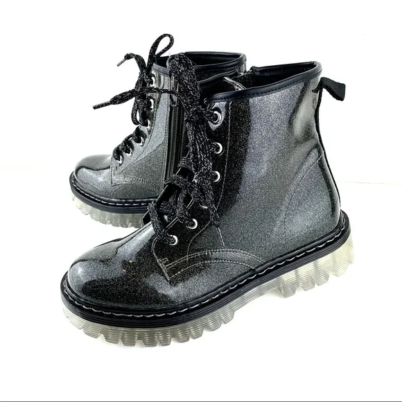 NEW RARE Steve Madden glitter combat boots shoes 4 Y2k doc martens style