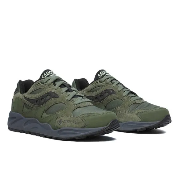 NEW Saucony Grid Shadow 2 GTX Shoes! Green Black Grey Gore-Tex S70840-1