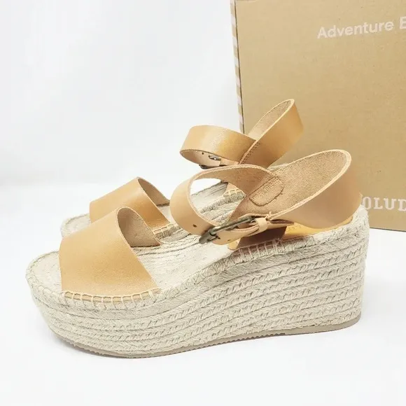New Soludos Minorca Nude Leather Platforms
