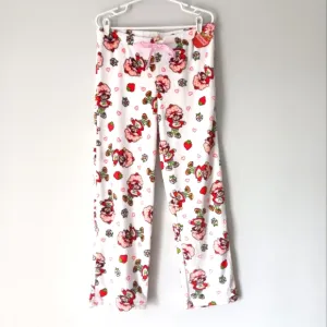 NEW Strawberry Shortcake Fleece Drawstring Pajama Pant White Pink Extra Large XL