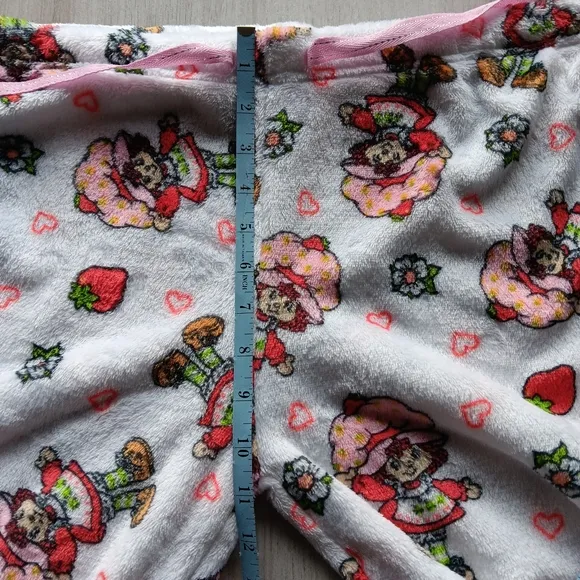 NEW Strawberry Shortcake Soft Fleece Drawstring Pajama Pant White Pink Red Large