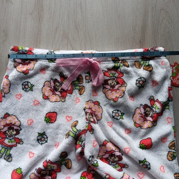 NEW Strawberry Shortcake Soft Fleece Drawstring Pajama Pant White Pink Red Large