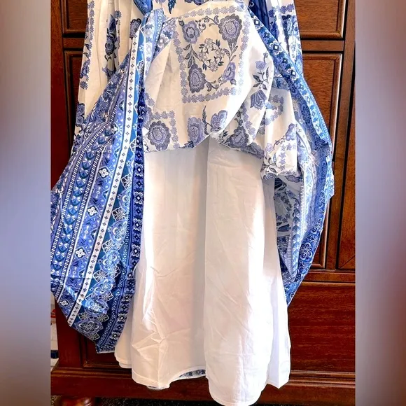 NEW! TALBOTS MODERN TILES POPLIN FIT &amp; FLARE MAXI DRESS