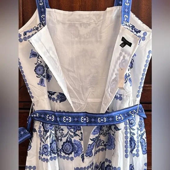 NEW! TALBOTS MODERN TILES POPLIN FIT &amp; FLARE MAXI DRESS
