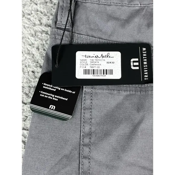 NEW Travis Mathew Pants Mens 32 x 32 The Trifecta Gray  Castlerock Lightweight