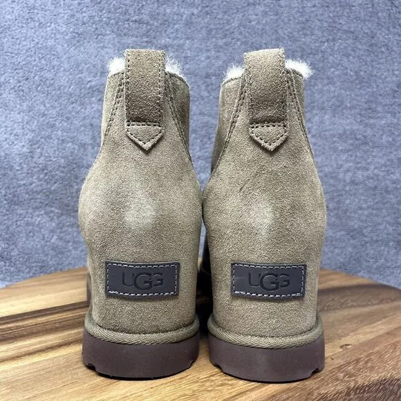 NEW UGG Classic Femme Lace Mini Booties Women's 10 Suede Hidden Wedge Chestnut
