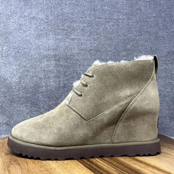 NEW UGG Classic Femme Lace Mini Booties Women's 10 Suede Hidden Wedge Chestnut