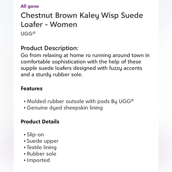 ✨NEW✨ UGG Kaley Wisp Loafers, Chestnut Brown, Size 5
