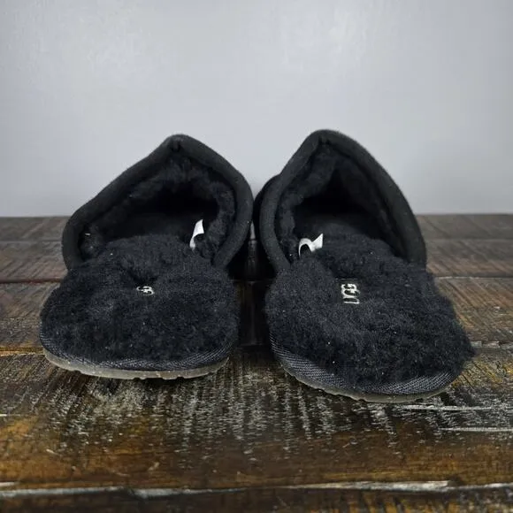 NEW UGG Pearle Scuff Womens Size 11 Slip On Mules Fluffy Slippers Shoes Black