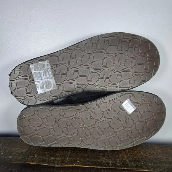 NEW UGG Pearle Scuff Womens Size 11 Slip On Mules Fluffy Slippers Shoes Black