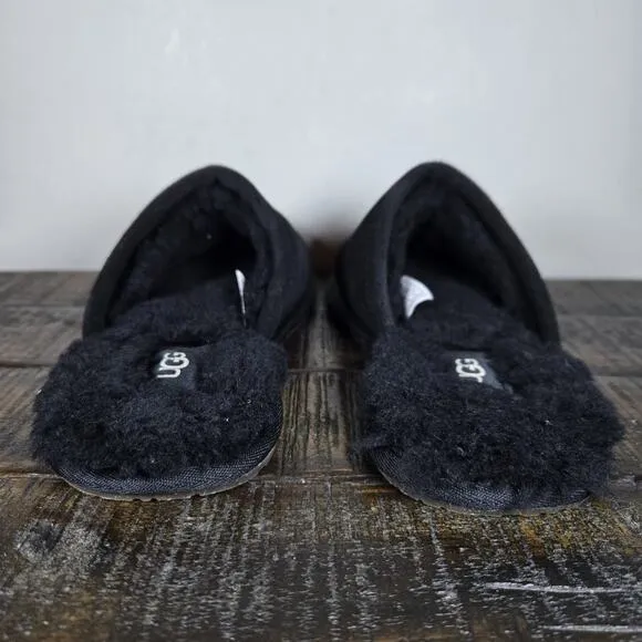 NEW UGG Pearle Scuff Womens Size 8 Slip On Mules Fluffy Slippers Shoes Black