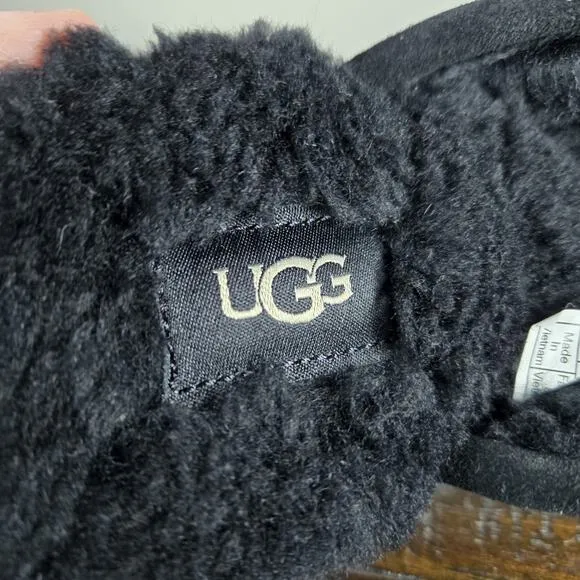 NEW UGG Pearle Scuff Womens Size 8 Slip On Mules Fluffy Slippers Shoes Black