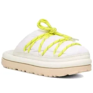 NEW UGG PUFFER SLIDERS WHITE YELLOW SLIPPERS SZ 8