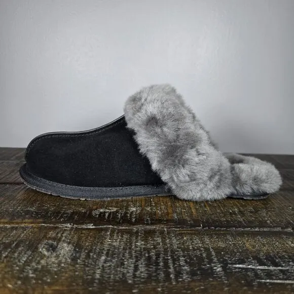NEW UGG Scuffette II Womens Size 7 Slip On Mules Fluffy Slippers Shoes Black