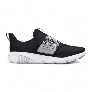 NEW UNDER ARMOUR boys' grade school flash print sneakers in black/mod gray/white