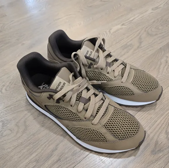 NEW Under Armour Tan Sneakers with Breathable Mesh and White Sole