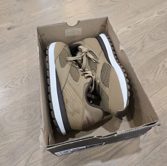NEW Under Armour Tan Sneakers with Breathable Mesh and White Sole