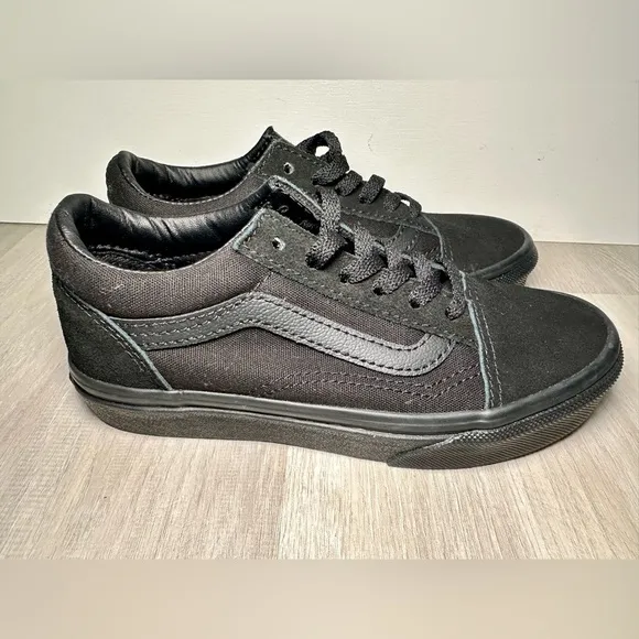 New Unisex kids  All Black Old Skool Platform Canvas Suede Walking Shoes US 13.5