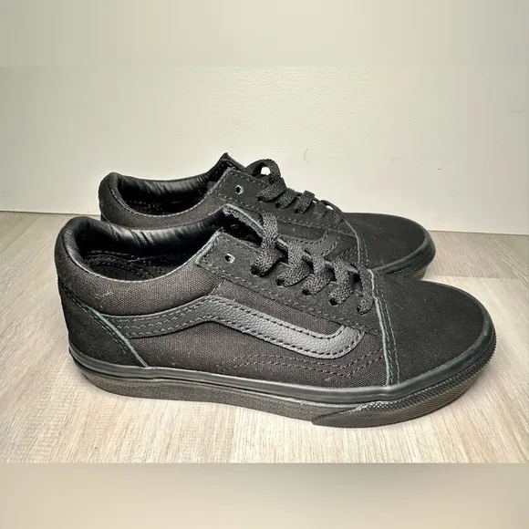 New Unisex kids  All Black Old Skool Platform Canvas Suede Walking Shoes US 13.5