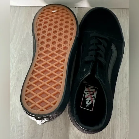 New Unisex kids  All Black Old Skool Platform Canvas Suede Walking Shoes US 13.5
