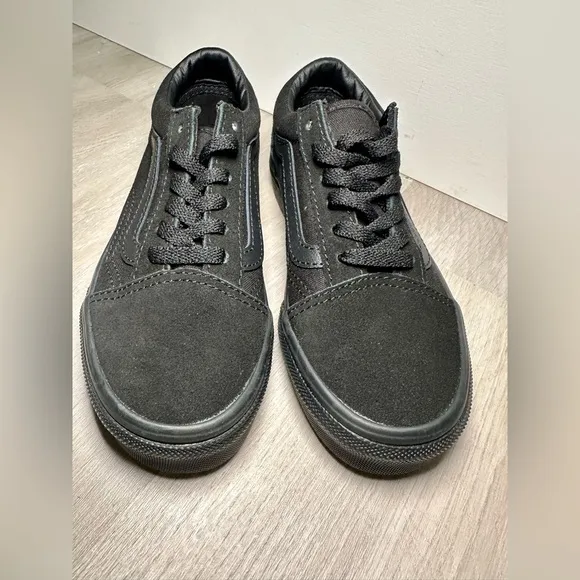 New Unisex kids  All Black Old Skool Platform Canvas Suede Walking Shoes US 13.5