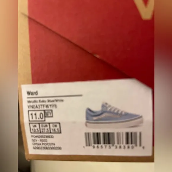 NEW VANS shoes size 11 girls kids Ward blue &amp; silver metallic athletic sneakers