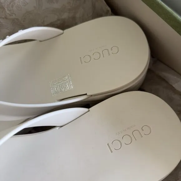 NEW WOMEN'S THONG PLATFORM SANDALS SHOES SZ 40 White