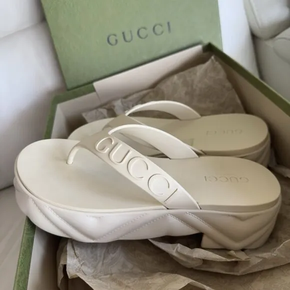 NEW WOMEN'S THONG PLATFORM SANDALS SHOES SZ 40 White