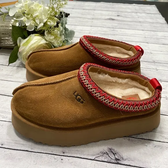 New Women's UGG Brand Platform Tazz Slipper Sandals Shoes Chestnut