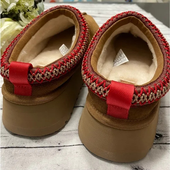 New Women's UGG Brand Platform Tazz Slipper Sandals Shoes Chestnut