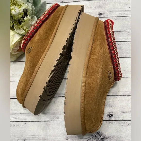 New Women's UGG Brand Platform Tazz Slipper Sandals Shoes Chestnut
