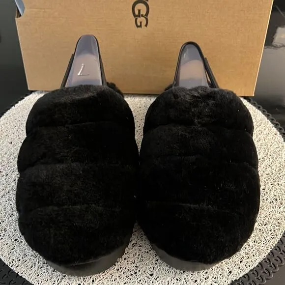NEW UGG slippers fluffy black 7