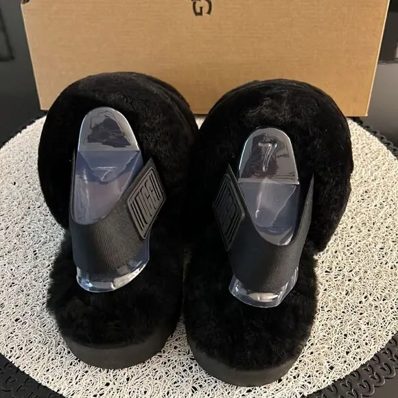 NEW UGG slippers fluffy black 7
