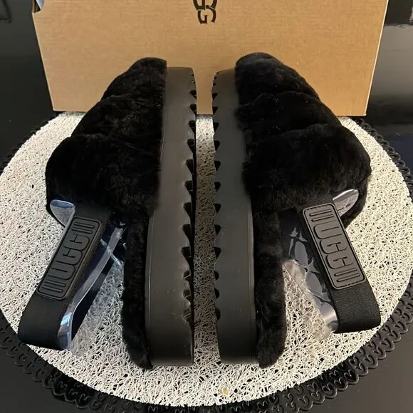 NEW UGG slippers fluffy black 7