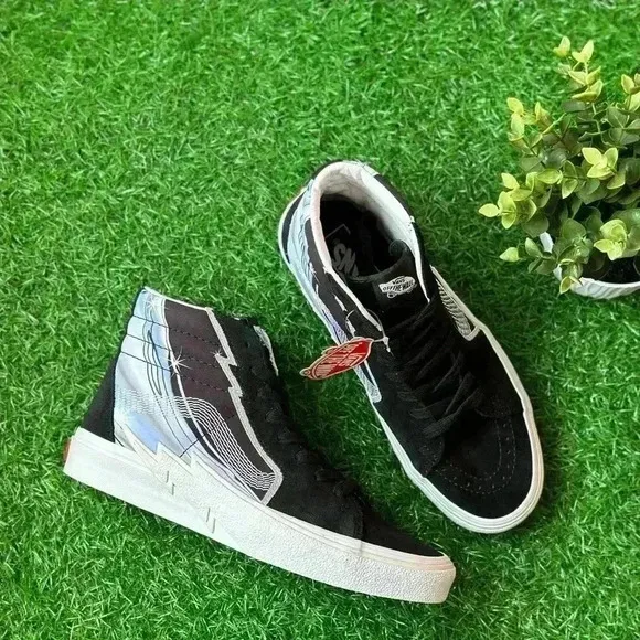 NEW🌟Vans Sk8 Hi Bolt Chrome Flash Black