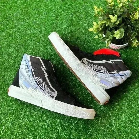 NEW🌟Vans Sk8 Hi Bolt Chrome Flash Black