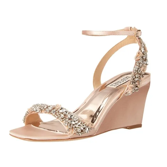NIB Badgley Mischka Blakely Rhinestone Wedge Sandal, Size 5
