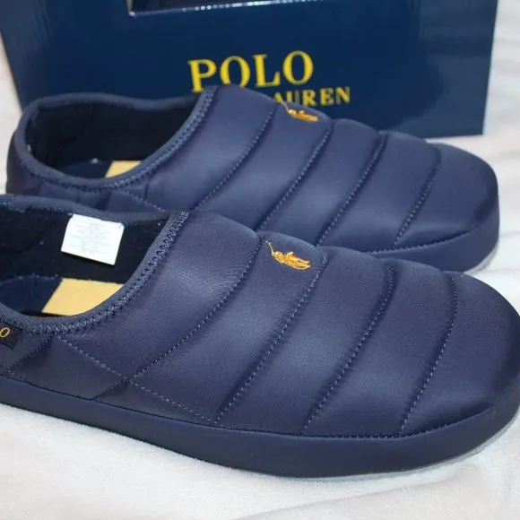 NIB POLO RALPH LAUREN MEN'S PUFFER SLIP ON CLOG‎ SLIPPERS NAVY BLUE
