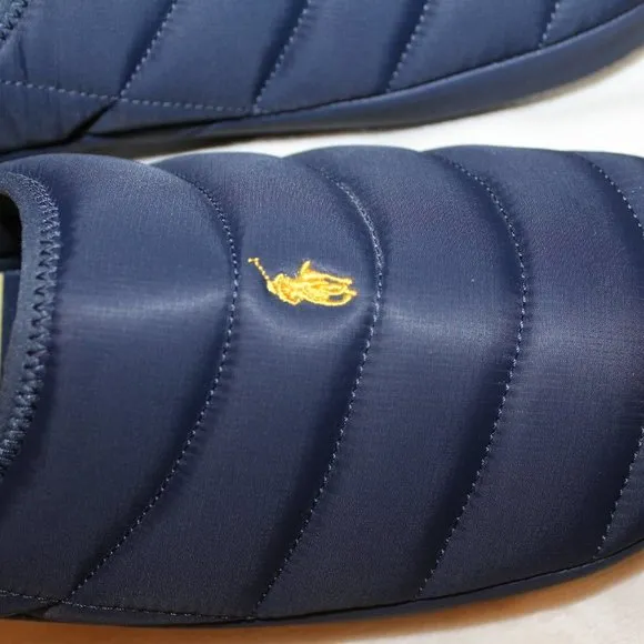 NIB POLO RALPH LAUREN MEN'S PUFFER SLIP ON CLOG‎ SLIPPERS NAVY BLUE