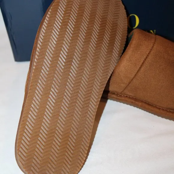 NIB POLO‎ RALPH LAUREN MEN'S SUEDE LINED COMFORT SLIPPERS CHESTNUT PLAID