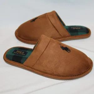 NIB POLO‎ RALPH LAUREN MEN'S SUEDE LINED COMFORT SLIPPERS CHESTNUT PLAID